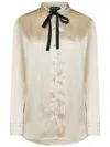 Tom Ford Pintuck Detail Satin Shirt In Neutrals