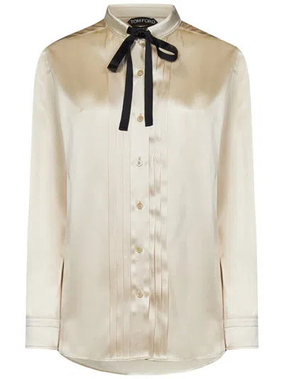 TOM FORD TOM FORD SILK SATIN SHIRT WITH NECK TIE