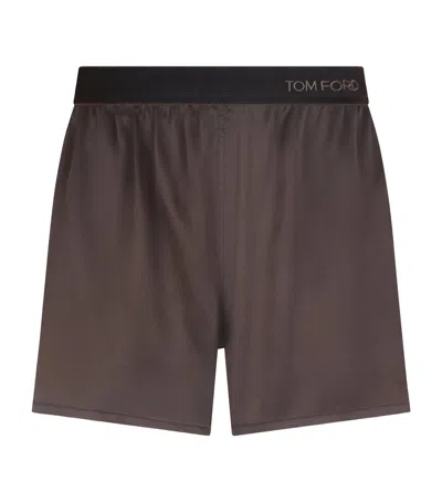 Tom Ford Silk Satin Shorts In Brown