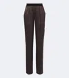 Tom Ford Silk Satin Straight Leg Pant In Brown