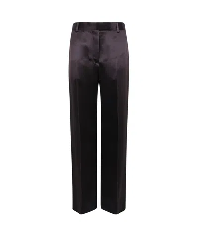 Tom Ford Silk Satin Wide Leg Tailored Pants In Black