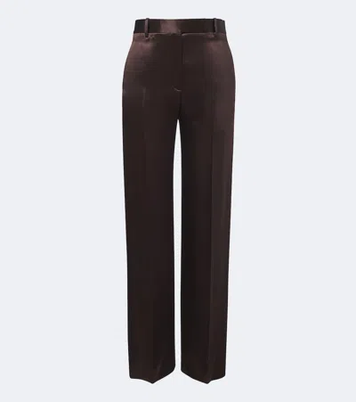 Tom Ford Silk Satin Wide-leg Pants In Brown