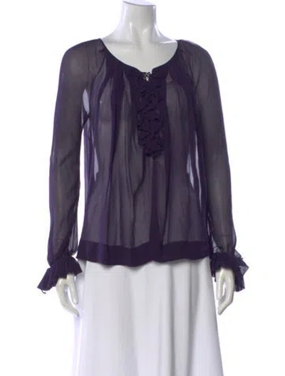 Pre-owned Tom Ford Silk Scoop Neck Blouse In Purple