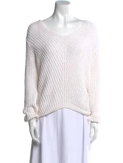 Pre-owned Tom Ford Silk Scoop Neck Sweater In White