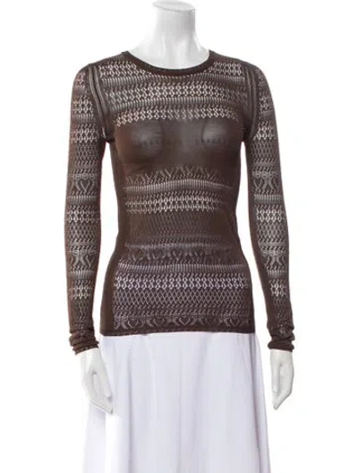 Pre-owned Tom Ford Silk Scoop Neck Top In Brown