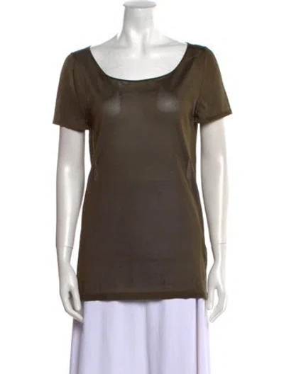 Pre-owned Tom Ford Silk Scoop Neck T-shirt In Green