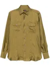 Tom Ford Mens Brown Western Pleated-cuff Regular-fit Cotton-corduroy Shirt