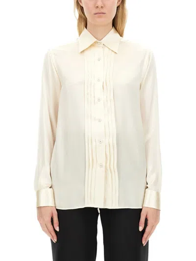 Tom Ford Silk Shirt In Neutral