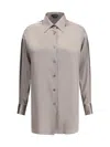 Tom Ford Silk-blend Satin Shirt In Gray