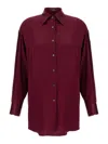 Tom Ford Camicia In Raso Di Seta Stretch Dal Taglio Rilassato In Burgundy