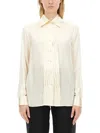 Tom Ford Pintuck-detail Silk Shirt In Beige