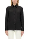 Tom Ford Stretch Silk Satin Relaxed Fit Shirt Clothing In Black