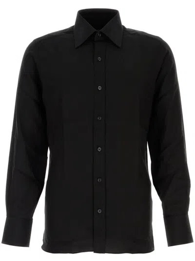 Tom Ford Long-sleeve Cotton Shirt In Black