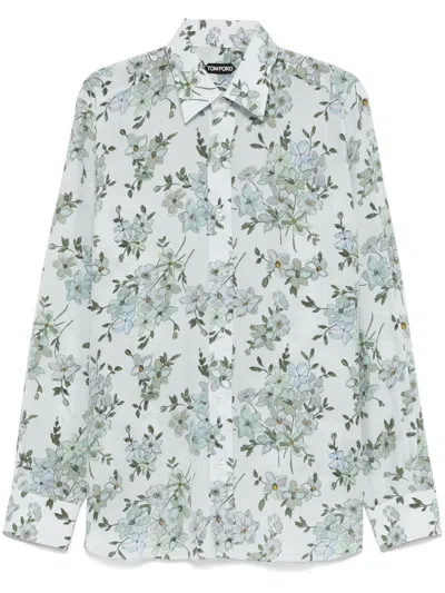Tom Ford Silk Shirt In Blue