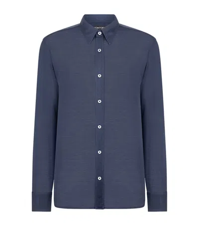 Tom Ford Silk Shirt In Blue