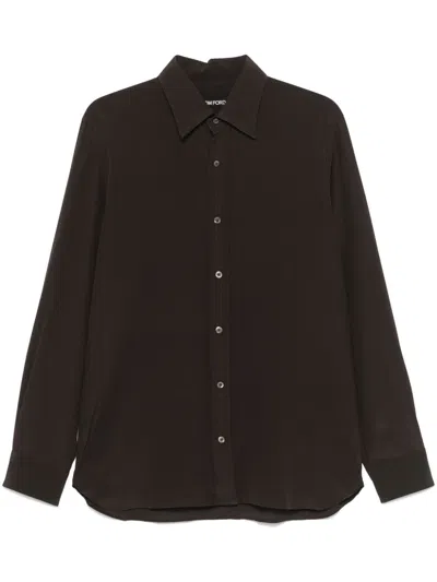 Tom Ford Silk Shirt In Brown