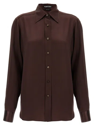 Tom Ford Silk Shirt In Brown