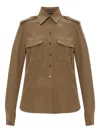 Tom Ford Silk Shirt With Shoulder Pads And Pockets In Green