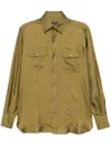 Tom Ford Mens Brown Western Pleated-cuff Regular-fit Cotton-corduroy Shirt In Green