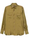 Tom Ford Mens Brown Western Pleated-cuff Regular-fit Cotton-corduroy Shirt In Green