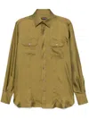 Tom Ford Mens Brown Western Pleated-cuff Regular-fit Cotton-corduroy Shirt In Green