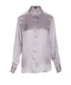 Tom Ford Stretch Silk Satin Relaxed Fit Shirt Clothing In Grey