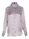 Tom Ford Stretch Silk Satin Relaxed Fit Shirt Clothing In Gris