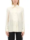 Tom Ford Silk Shirt With Pleated Detail And Pointed Collar In Pink