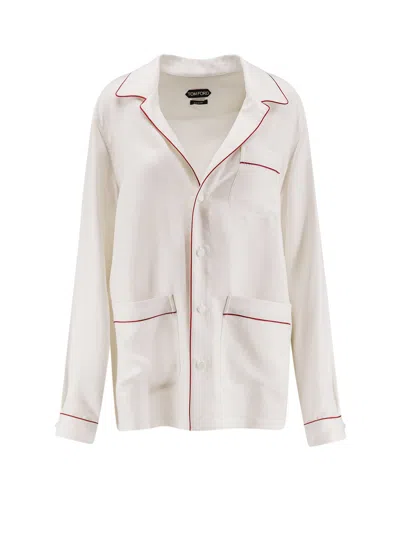 Tom Ford Silk Shirt In Neutral