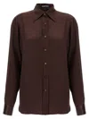 Tom Ford Fluid Silk Charmeuse Shirt In Brown