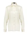Tom Ford Silk Shirt With Pleated Detail In White