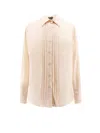 Tom Ford Silk Shirt With Pleated Detail And Pointed Collar In Yellow