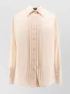 Tom Ford Silk Shirt With Pleated Detail And Pointed Collar In Pink