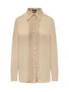 Tom Ford Pleated Plastron Shirt In Beige