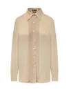 Tom Ford Pleated Plastron Shirt In Soft Beige