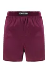 Tom Ford Silk Satin Short Pants In Burgundy