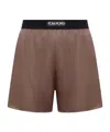 Tom Ford Stretch Silk Satin Pj Shorts In Brown