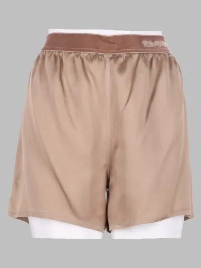 Tom Ford Silk Shorts In Nude