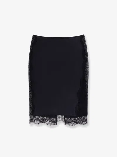 TOM FORD SILK SKIRT WITH LACE INSERTS