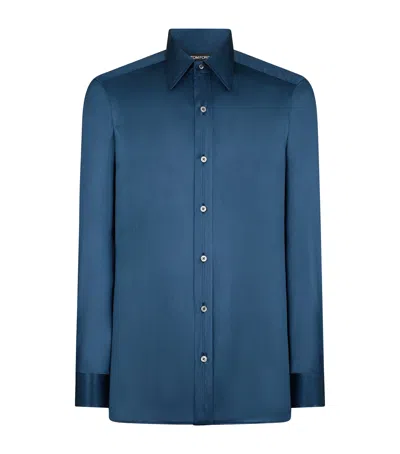 Tom Ford Silk Slim Shirt In Blue