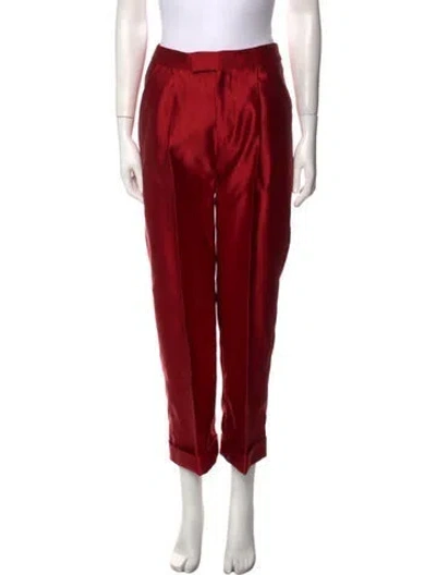 Pre-owned Tom Ford Silk Straight Leg Pants In Red