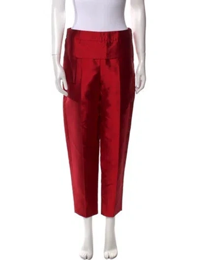 Pre-owned Tom Ford Silk Straight Leg Pants In Red