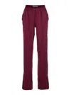 Tom Ford Fuchsia Pants With Elastic Waist With Logo Lettering In Silk Stretch Woman In Burgundy