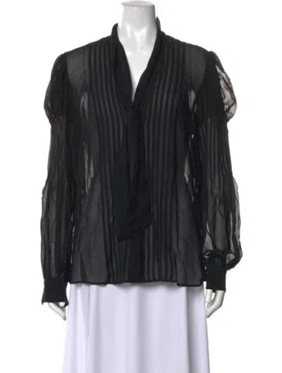Pre-owned Tom Ford Silk Striped Blouse In Black