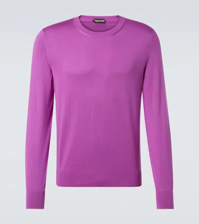 Tom Ford Long-sleeve Crew-neck Sweater In Purple