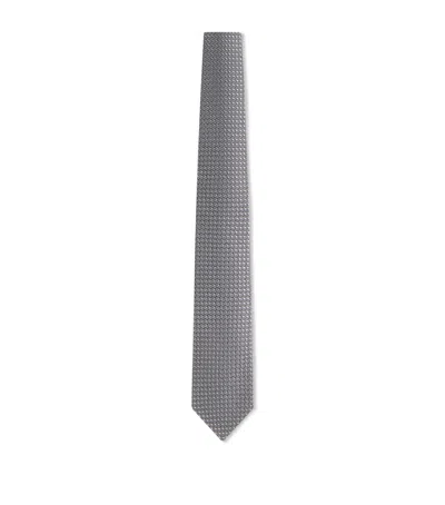 Tom Ford Silk Textured Tie In Gray