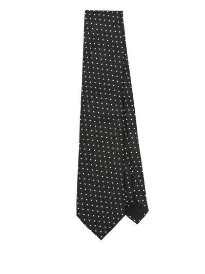 Tom Ford Micro Dot On Weave Silk Tie Accessories In Black