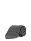 Tom Ford Herringbone Silk Tie In Black