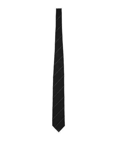 Tom Ford Diagonal Striped Silk Tie Design In Black
