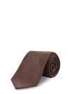 Tom Ford Silk Tie With Wide Blade And Loop In Brown